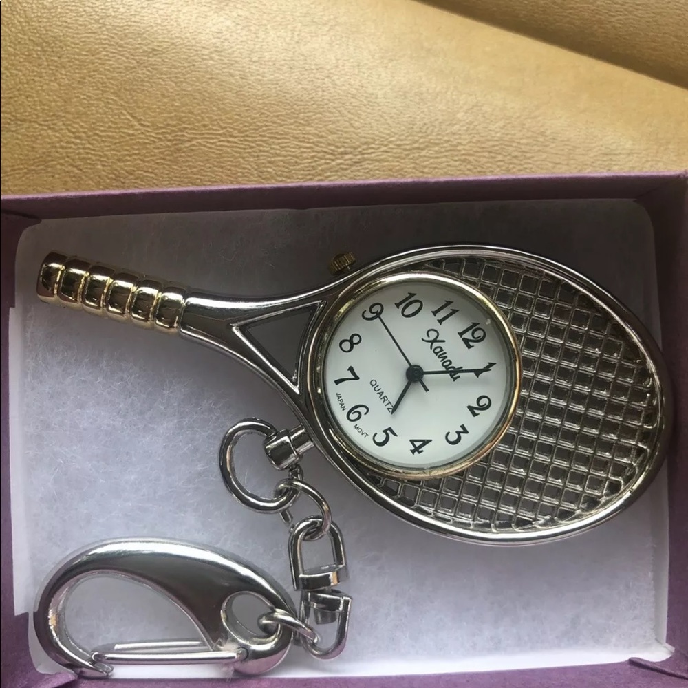 Adorable tennis key chain clock